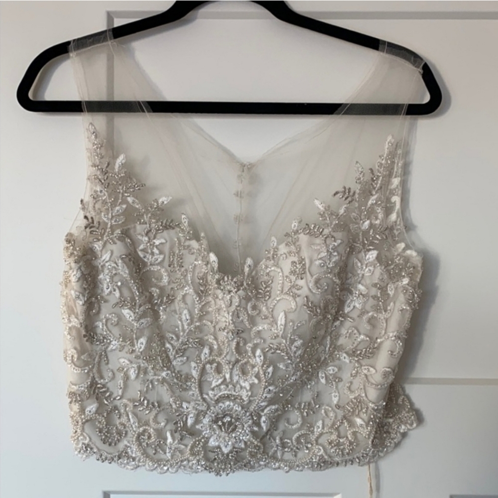 WATTERS BRIDES Bridal Separate Beaded Lace Crop Top